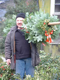 The wreath mounted on a pole