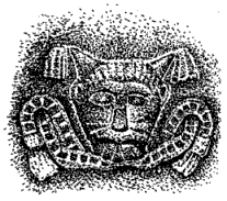 horned head on top of a cord